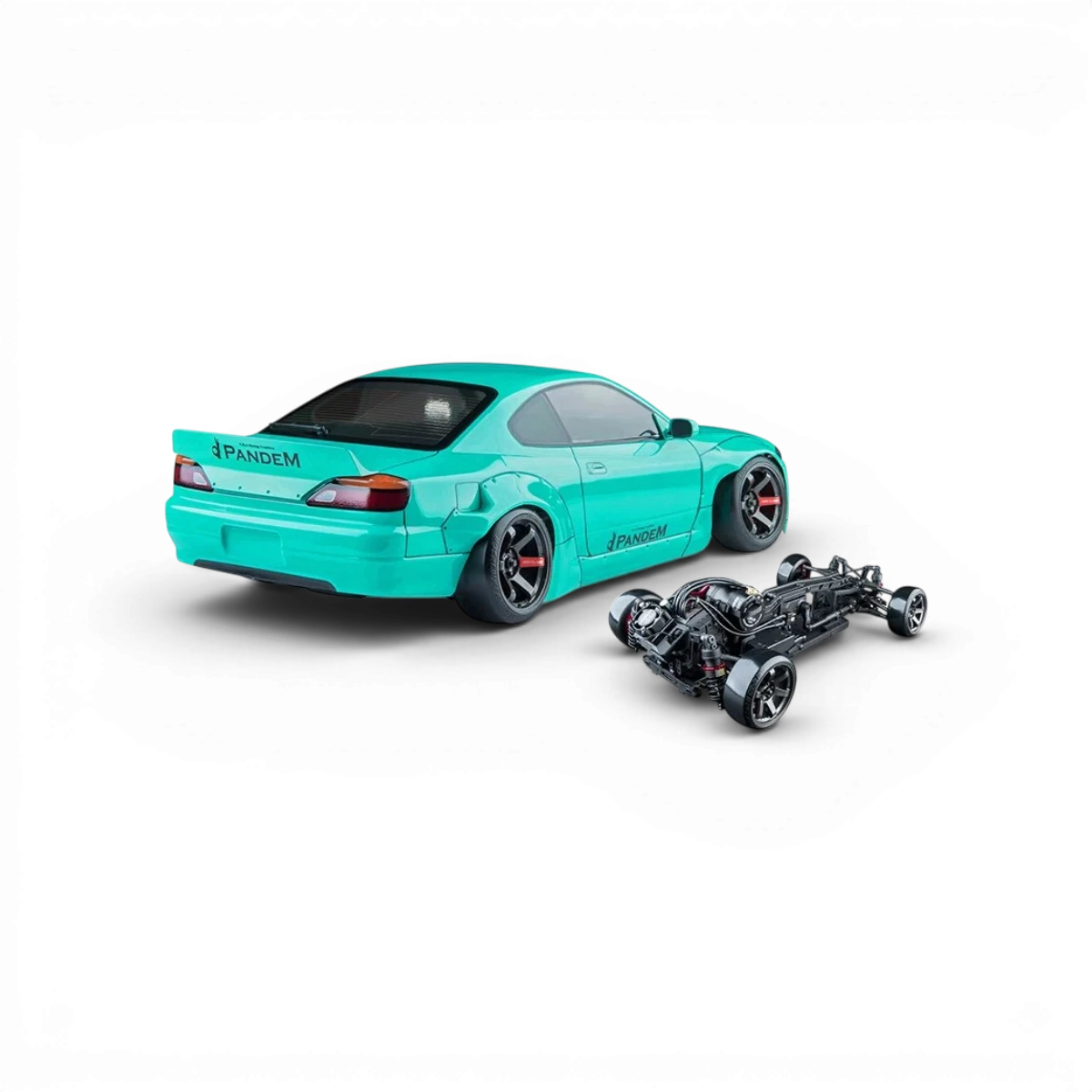 Voiture RC Drift Max Speed Technology RMX 4 RTR S15RB, brushless sensored, prête à rouler, vue de côté avec pneus et carrosserie rouge.