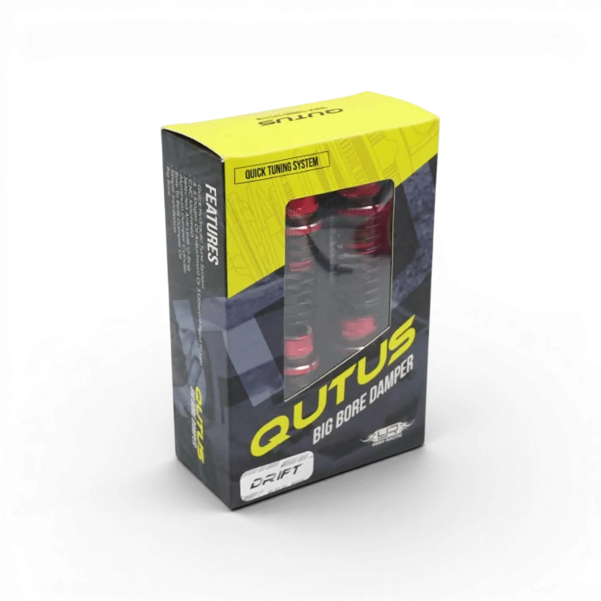 Amortisseurs DRIFT QUTUS Slider 55mm rouges de Yeah Racing, pièces détachées pour voiture RC, vue en gros plan.