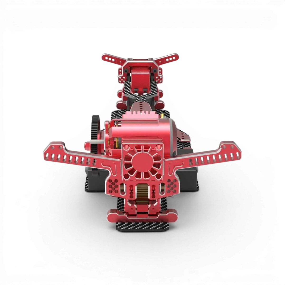 Cage différentielle rouge avec platine supérieure et tour amortisseur pour YD2, fabriquée par RhinoRacing.