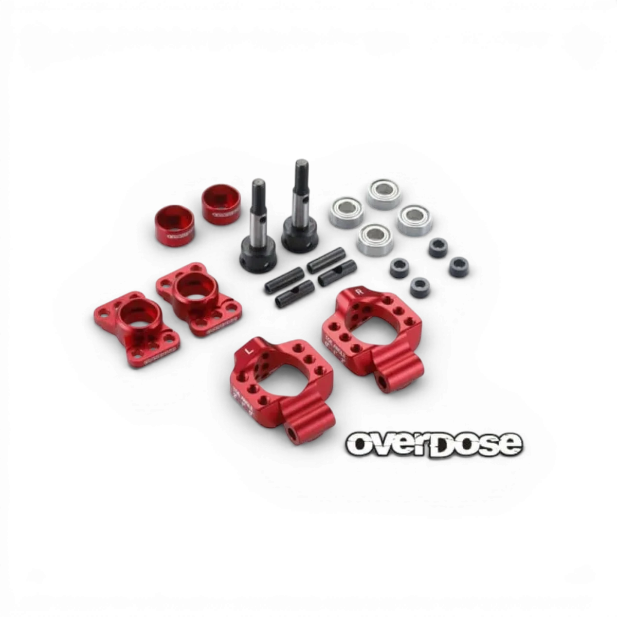 Fusées arrière en aluminium réglables rouges pour voitures RC OD, Yokomo, Reved, pièces détachées Overdose.
