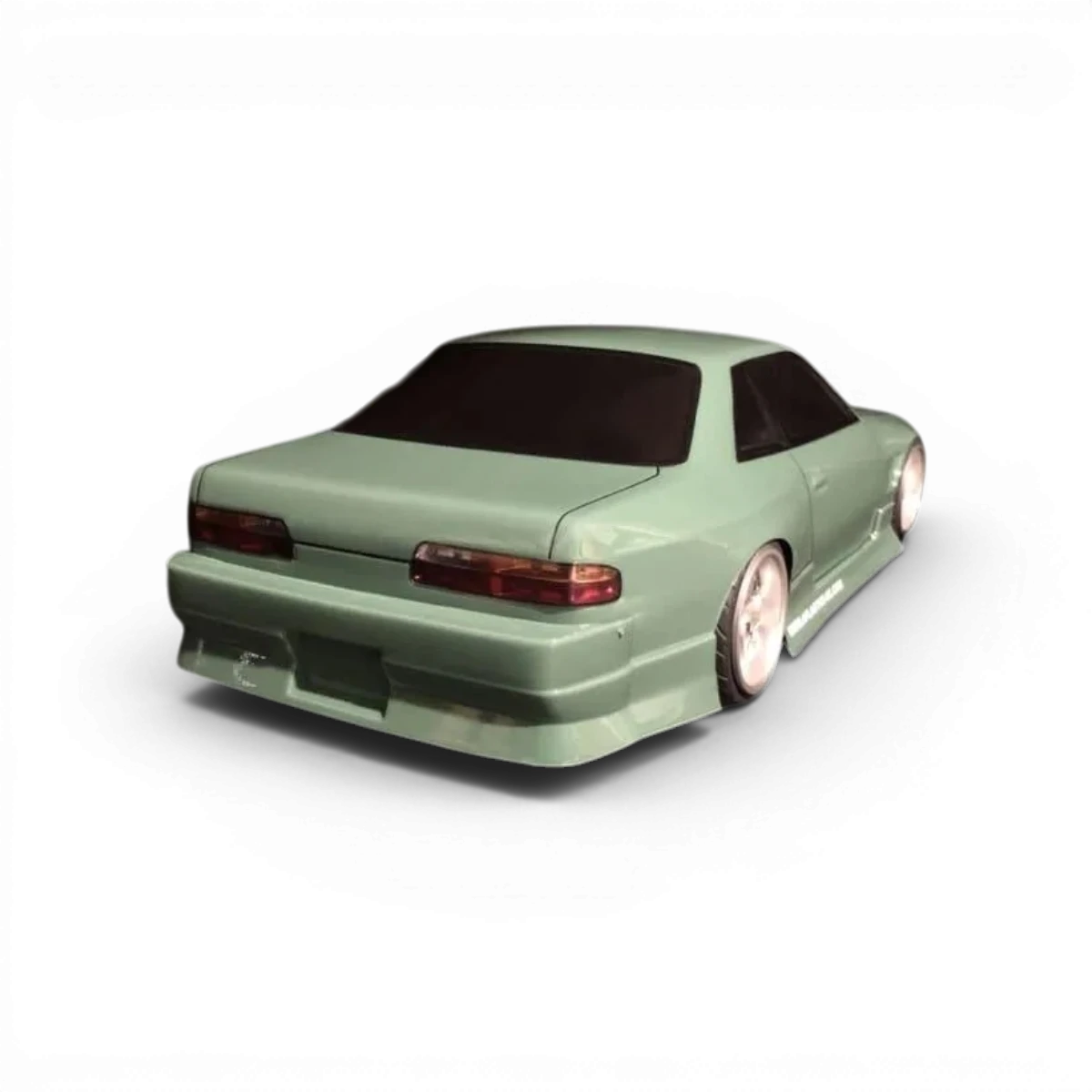 Carrosserie S13 Onevia de Aplastics RC pour voiture télécommandée, vue de face avec détails de la peinture et des finitions.