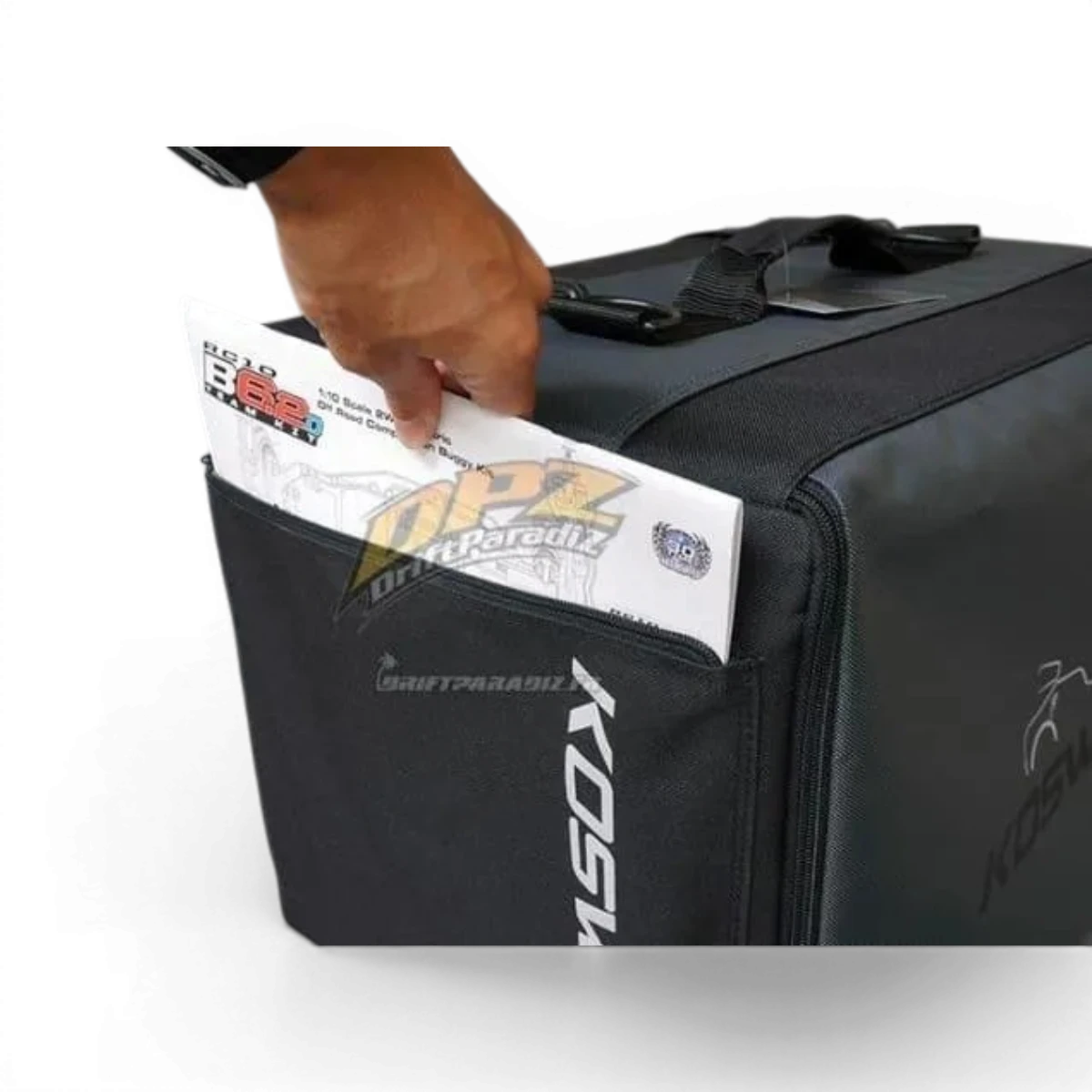 Sac de transport compact 1:10 RC Koswork avec 3 torroirs, dimensions 560x340x360mm, accessoire pratique pour modèles réduits.