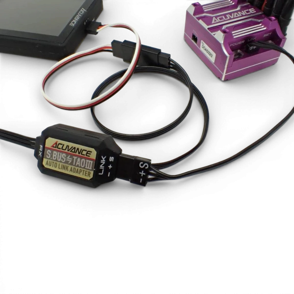 Adaptateur électronique SBus V3 Acuvance pour Xarvis, Xarvis XX et RAD, connecteur 4PM, 7px, 10px, 6PV, image montrant le connecteur