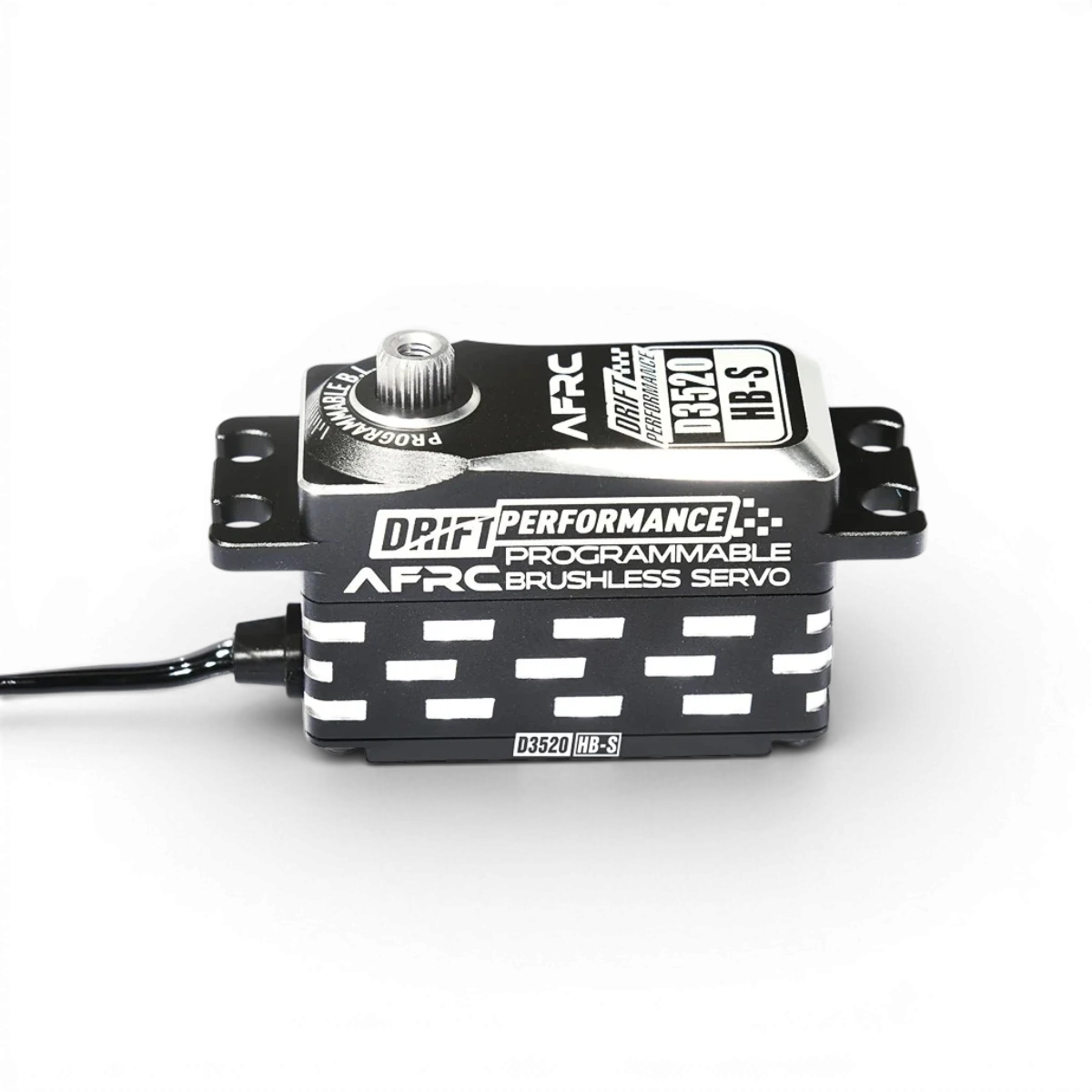 Servo électronique AFRC D3520HB-S V3 brushless programmable, moteur électrique pour modélisme RC, visible avec composants et câbles.
