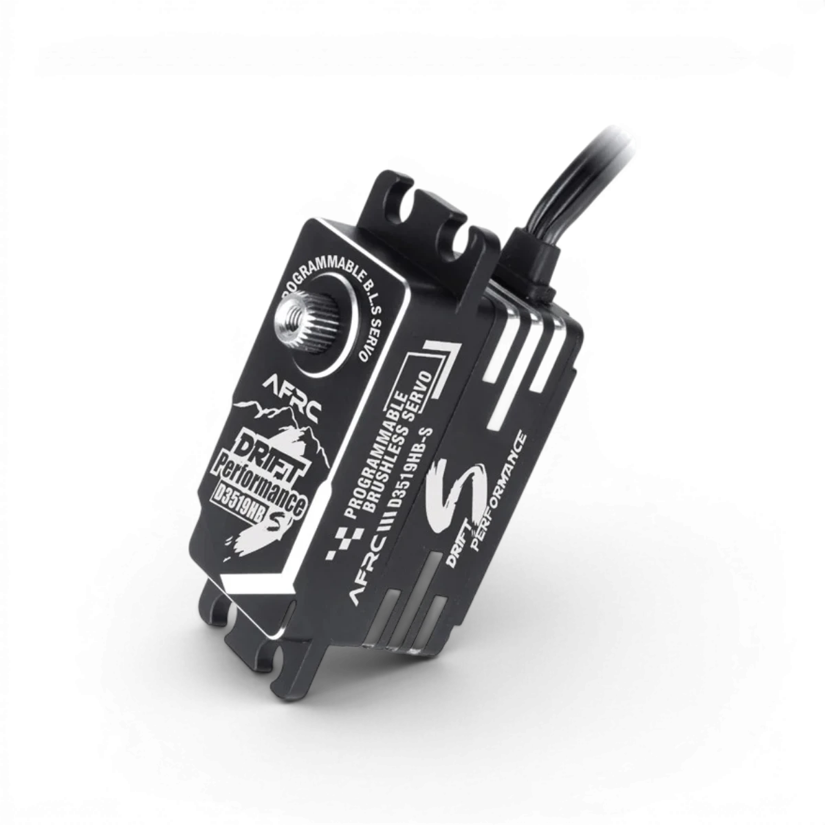 Servomoteur brushless HV programmable AFRC D3519HB-S pour électronique, visible avec câbles et connecteurs.