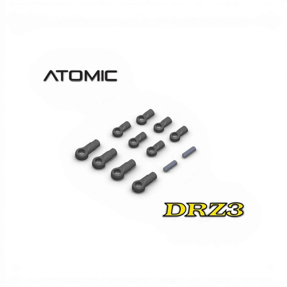 Set de chapes DRZ3 pour pièces détachées Atomic RC Mini, comprenant plusieurs composants de chapes pour modèles radiocommandés.