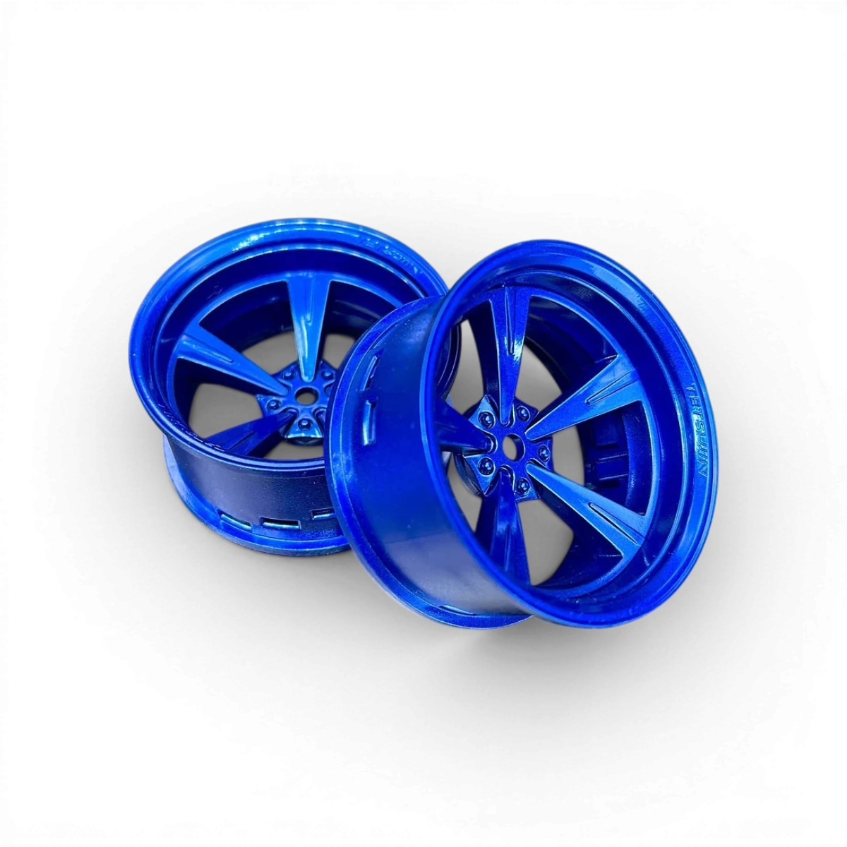 Ensemble de roues Mandarin Bleu métallique Tetsujin, finition brillante et design robuste pour véhicules.