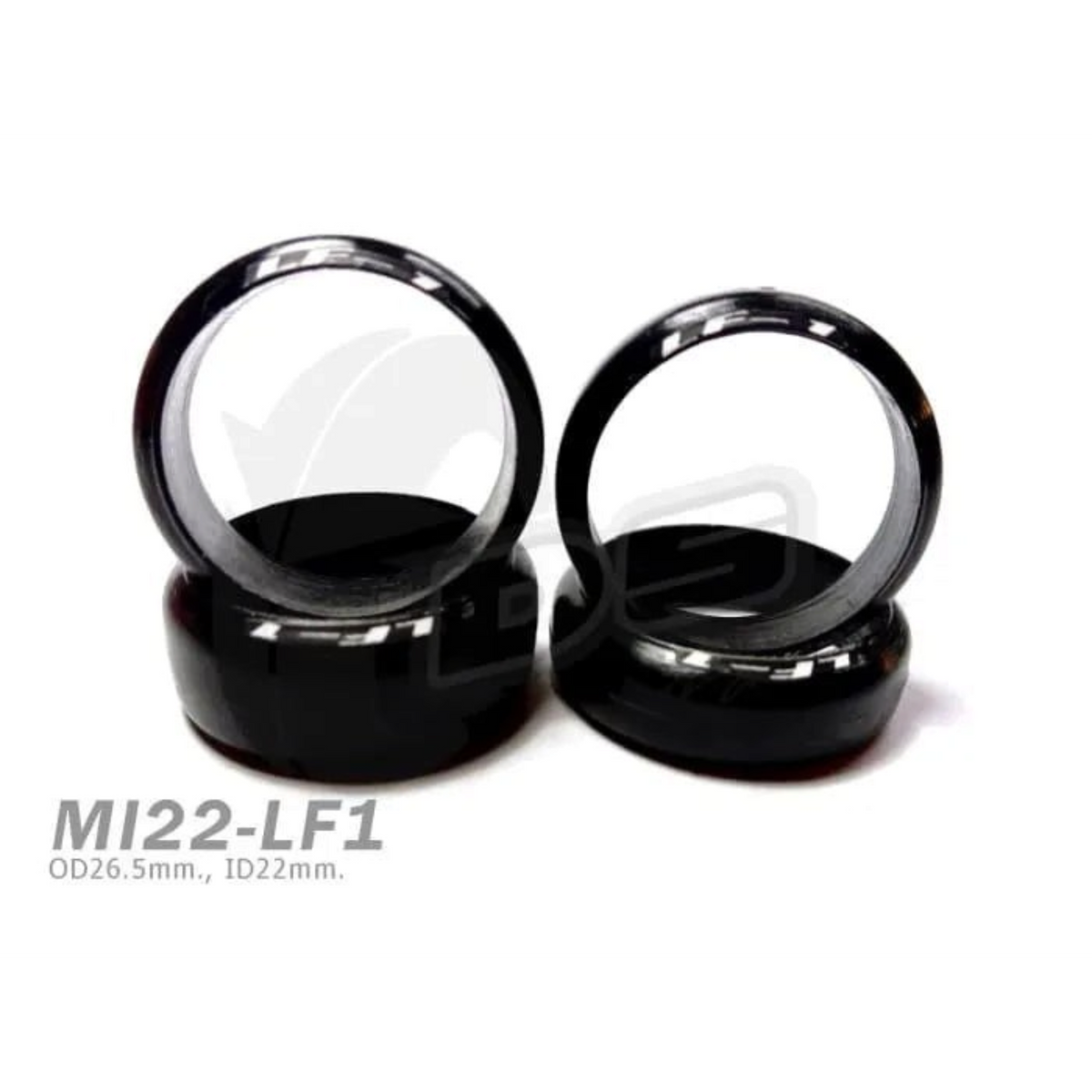Set de 4 pneus 22 mm Mini-Z LF-1 -11 mm DS Racing, roues de modélisme vues de face