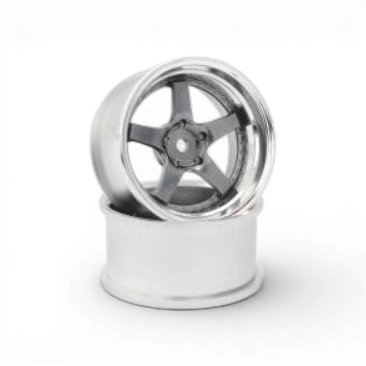 Roues SSR Professor SP4 Offset 8 en titane argenté pour voitures RC, fabriquées par RC Art, visibles en image.