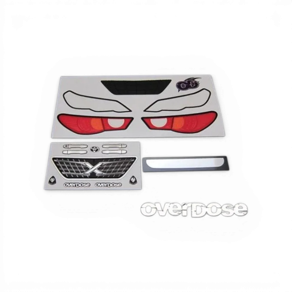 Autocollants 3D pour Toyota Mark II Mark X, accessoires de marque Overdose, visibles sur la voiture avec finition en relief.