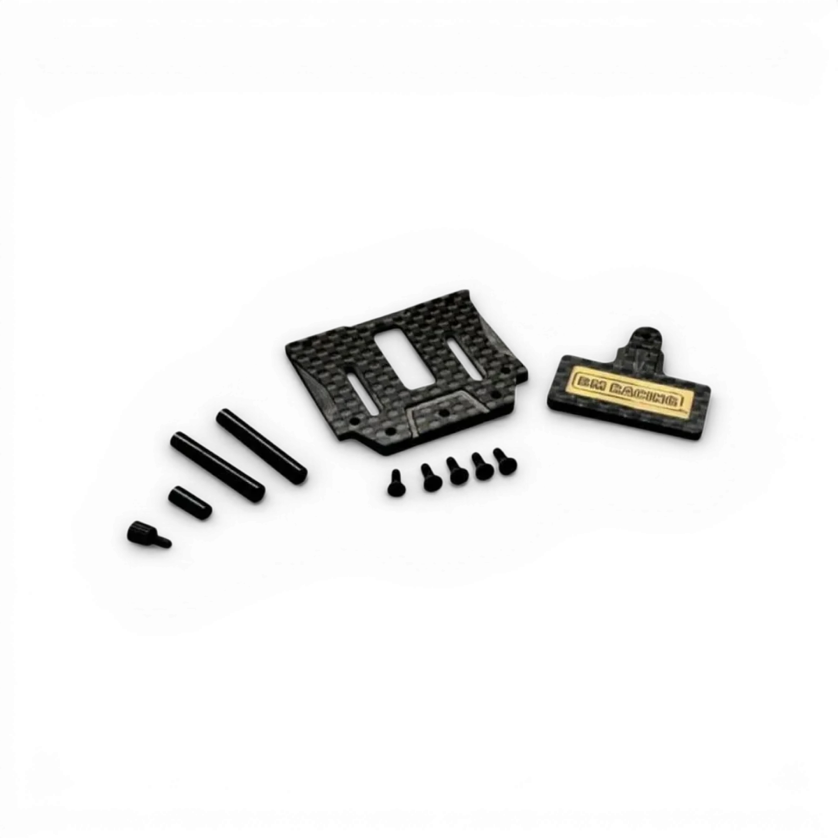 Support de batterie haut carbone BM Racing BMRX, robuste et léger, conçu pour une fixation sécurisée de la batterie.