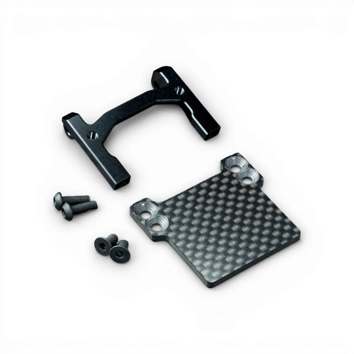 Support ESC en carbone pour MRX, pièce détachée de Max Speed Technology, visible sur le support noir en carbone.