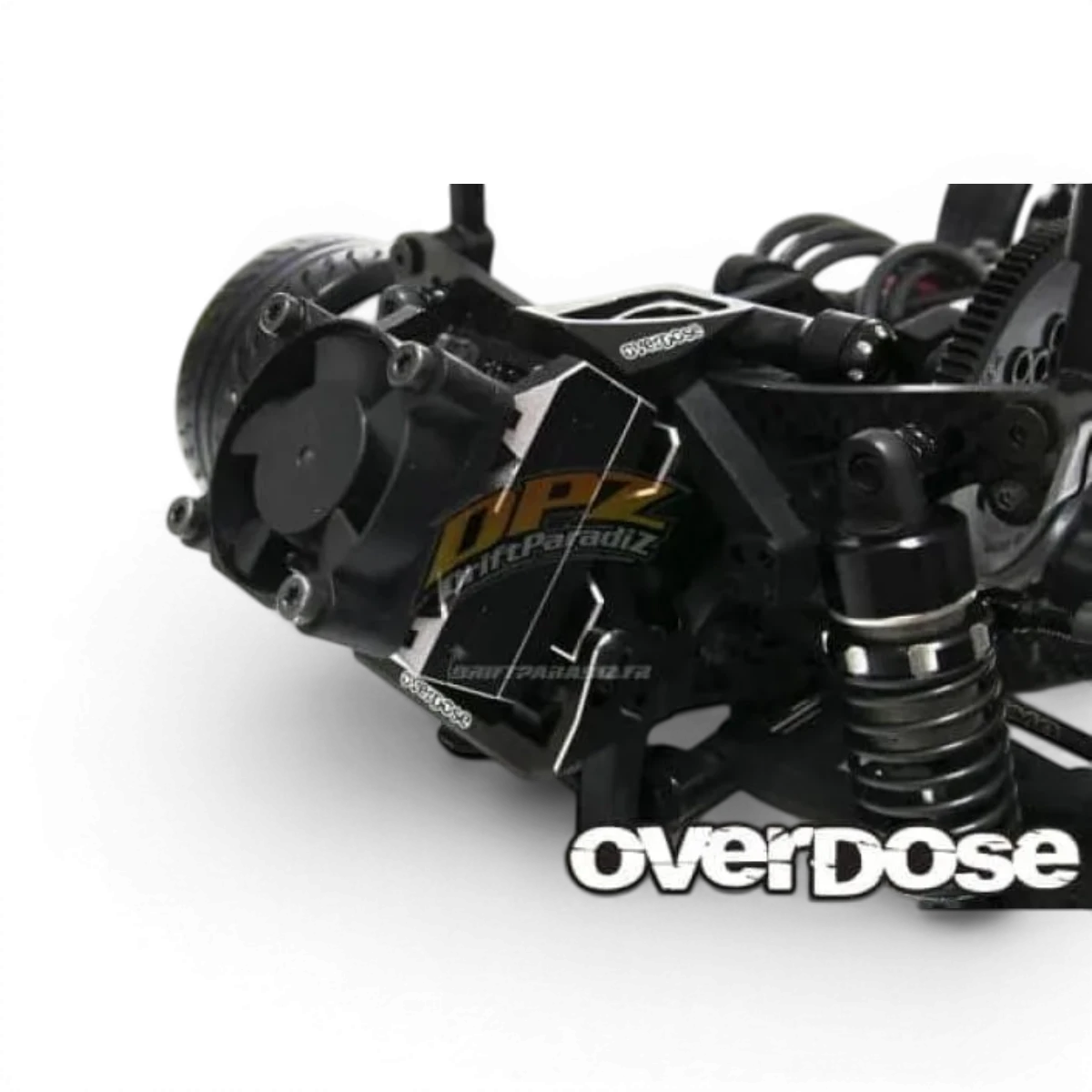 Support ESC OD Galm noir pour pièces détachées Overdose, robuste et compatible avec divers modèles.