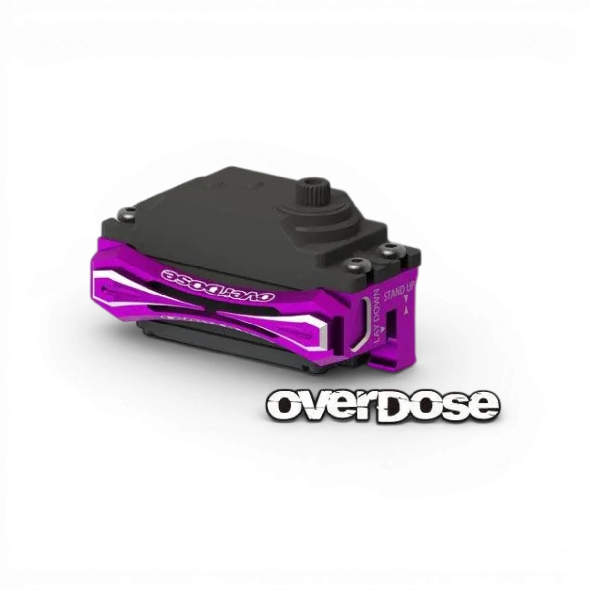 Support servo double sens en aluminium pour pièces détachées Overdose, pièce robuste pour modélisme RC.