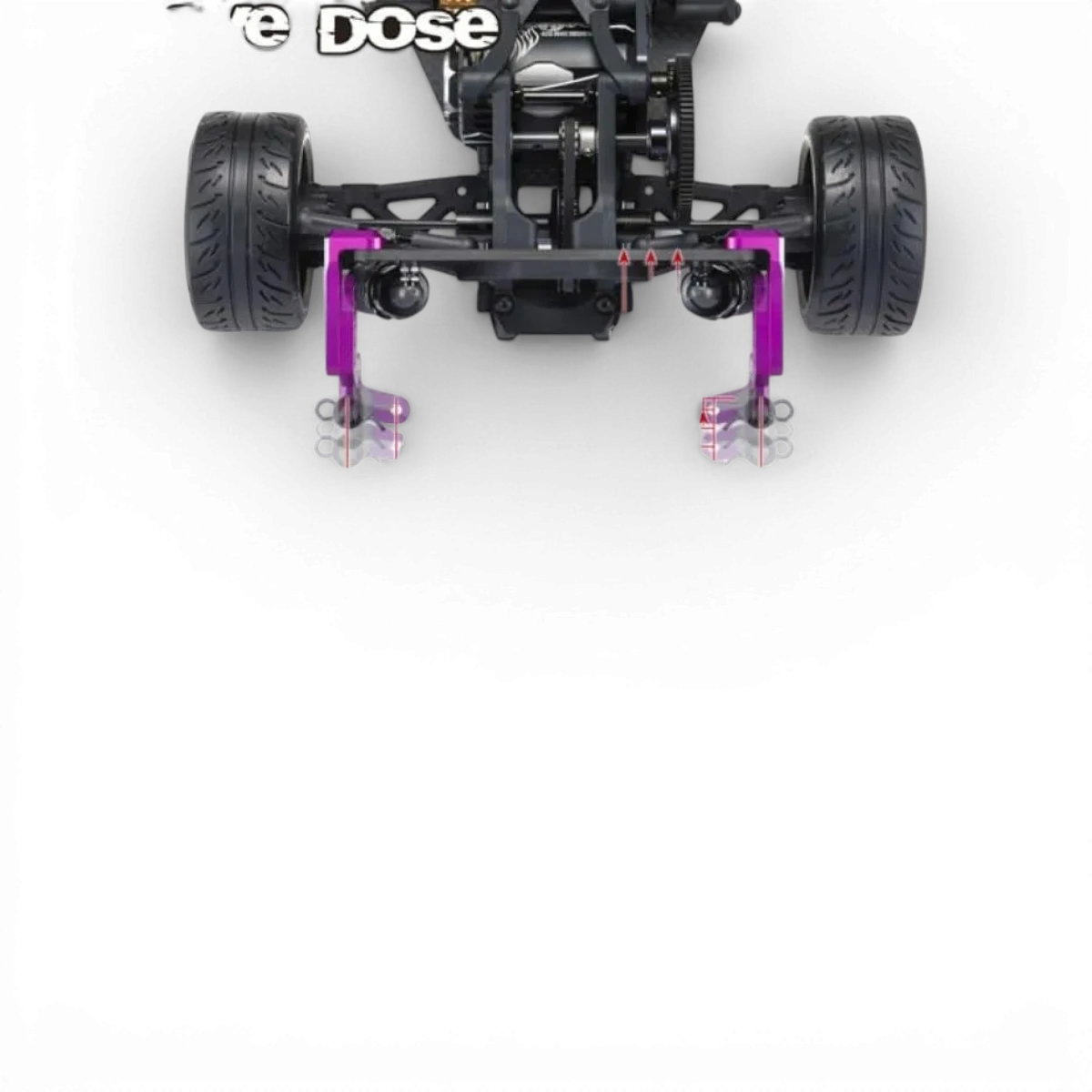 Support de carrosserie arrière en aluminium noir pour GALM, pièce détachée de marque Overdose, visible en détail.