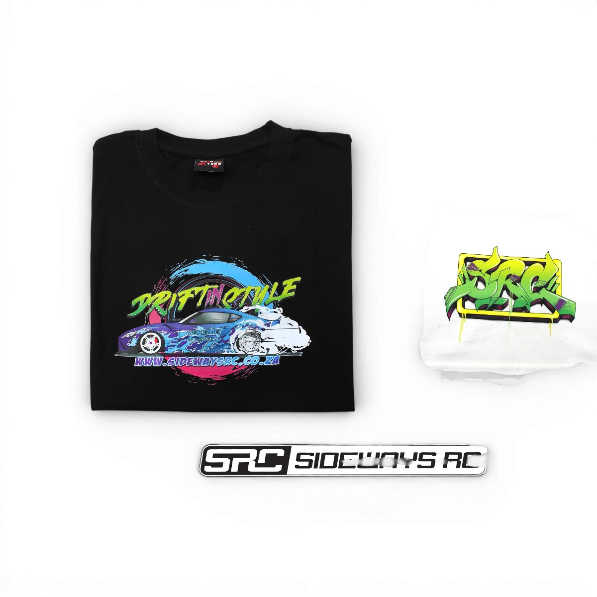 T-shirt blanc SRC 4 de la marque Src Sideways RC, vue de face, en coton avec logo sur le devant.