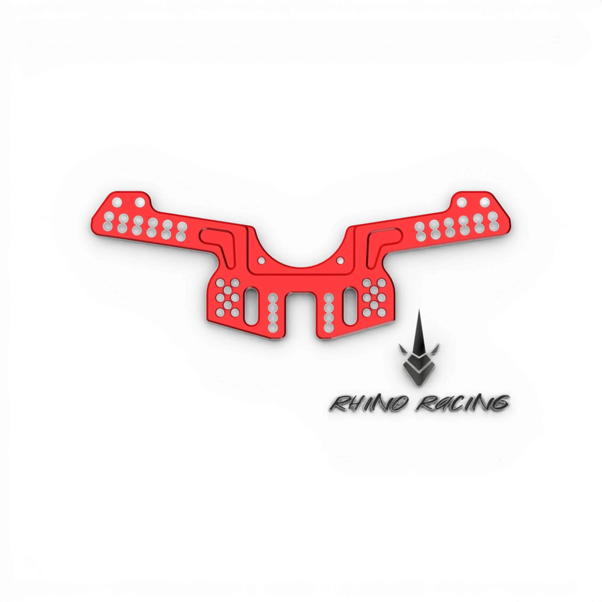 Amortisseur arrière en aluminium Shark de RhinoRacing pour moto, avec détails du mécanisme et fixation visible.