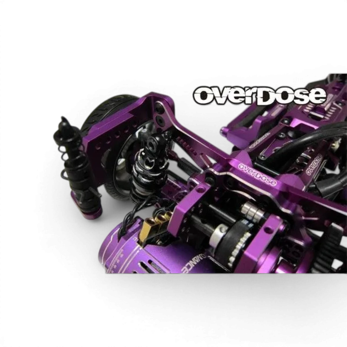 Tour amortisseur ES en aluminium de la marque Overdose, pièce détachée pour moto, vue en gros plan.
