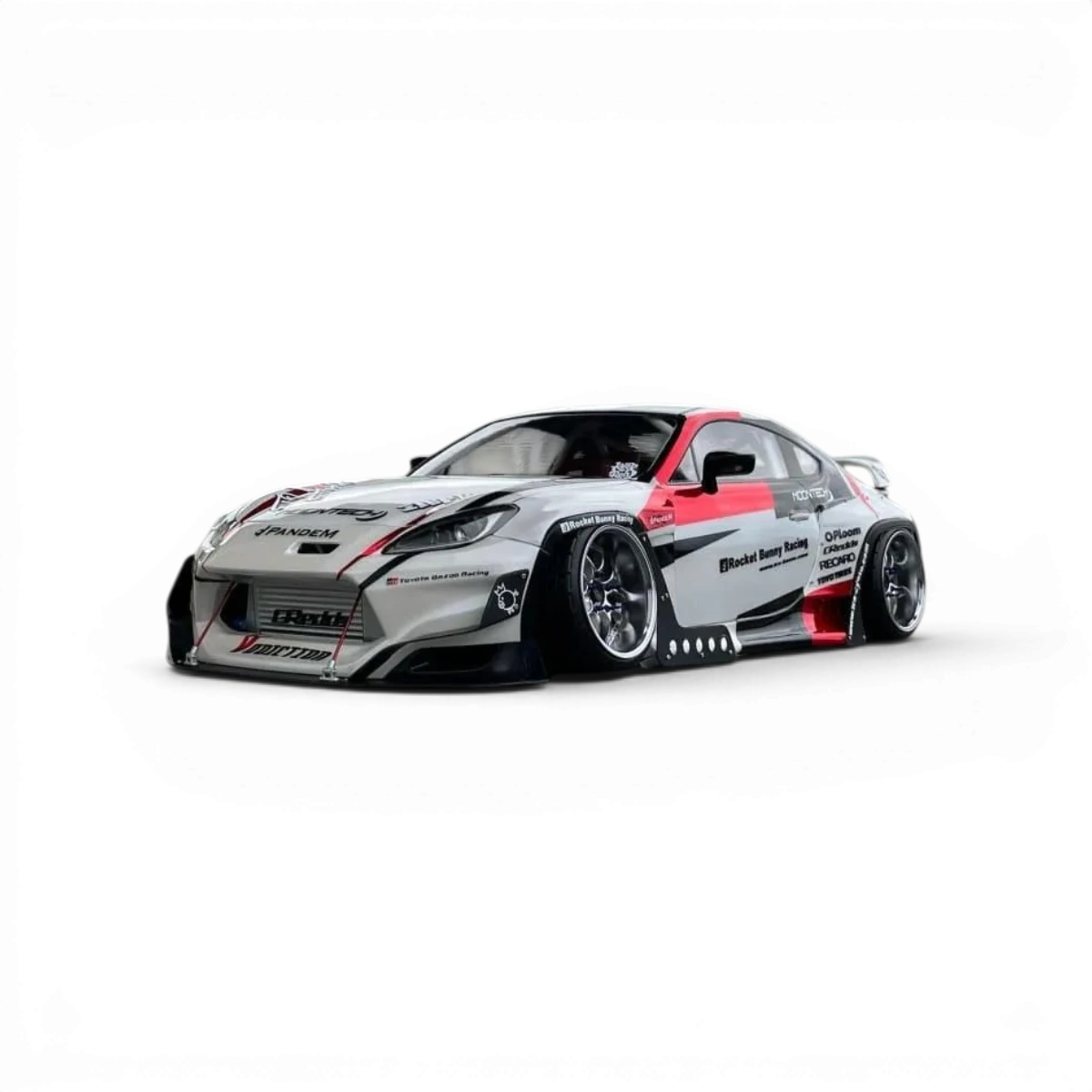 Carrosserie Toyota GR86 Addiction RC Design, finition détaillée, vue de face sur fond blanc, modèle de voiture sportive.