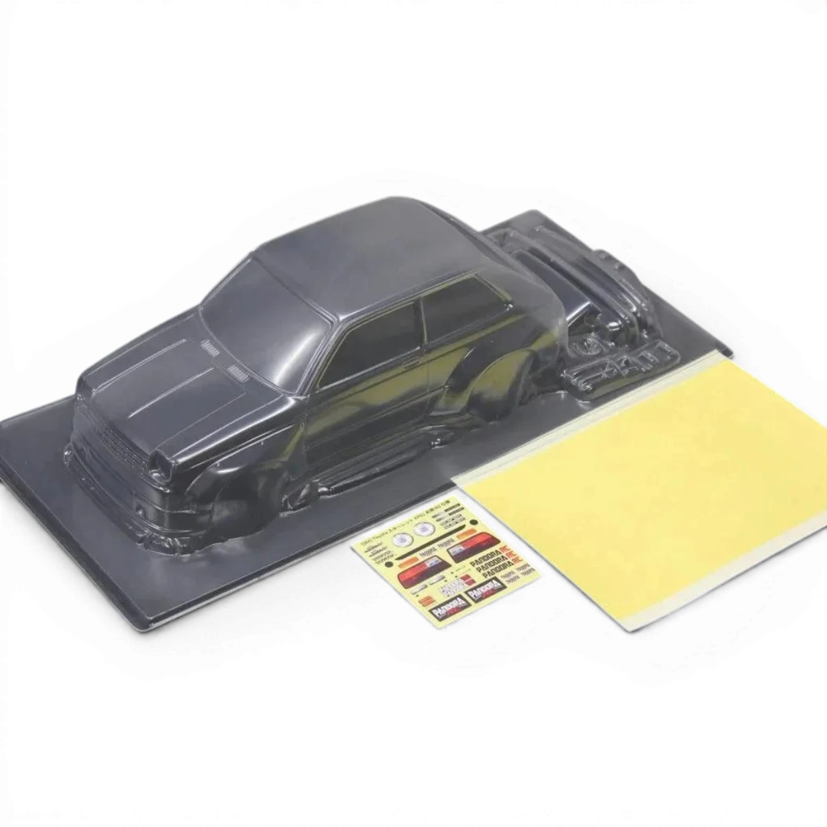 Modèle de voiture Toyota STARLET KP61 early N2 en carrosserie, marque Pandora RC, vue de profil.