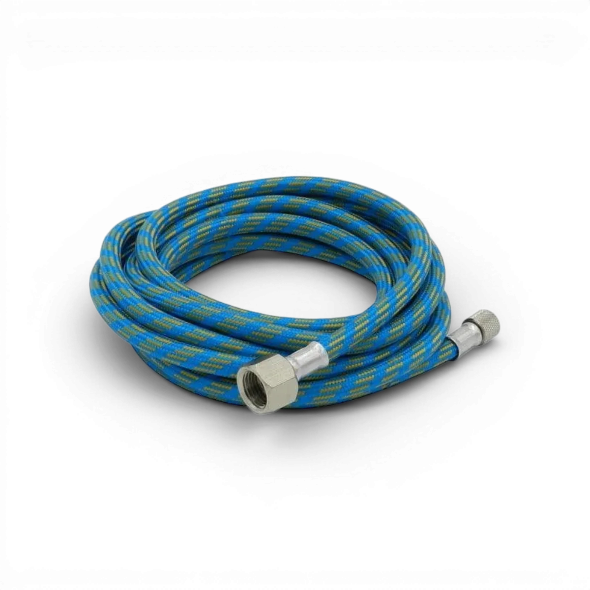 Tuyau d'air tressé Iwata, 3 mètres, raccords 1/4" et 1/8", flexible et durable pour outils pneumatiques.