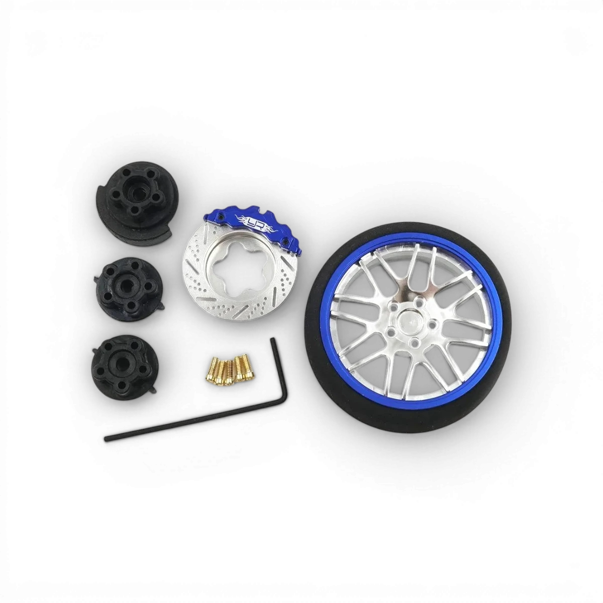 Disque de type B bleu de la marque Yeah Racing, en plastique solide, avec détails et logos visibles.