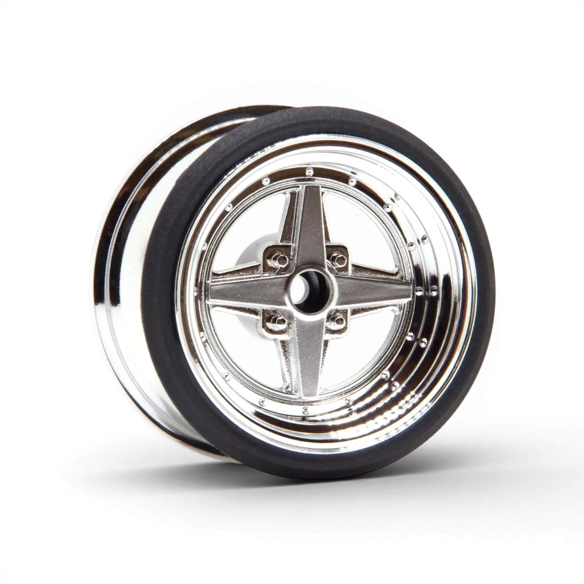 Roues V16D Work Equip 01 en chrome poli, offset de 9mm, largeur 5,5mm, pour véhicules, marque Scale Dynamics