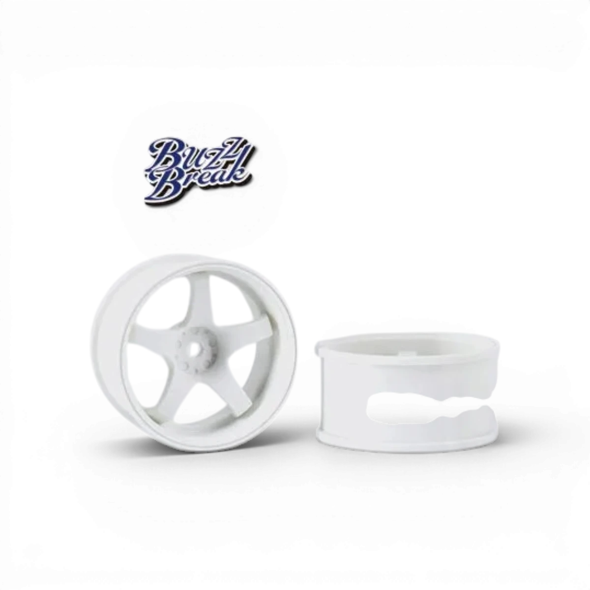 Roues Valino GV117D R-SPEC 26mm de BuzzBreak en blanc avec finition Off+7, vue de face sur fond blanc.