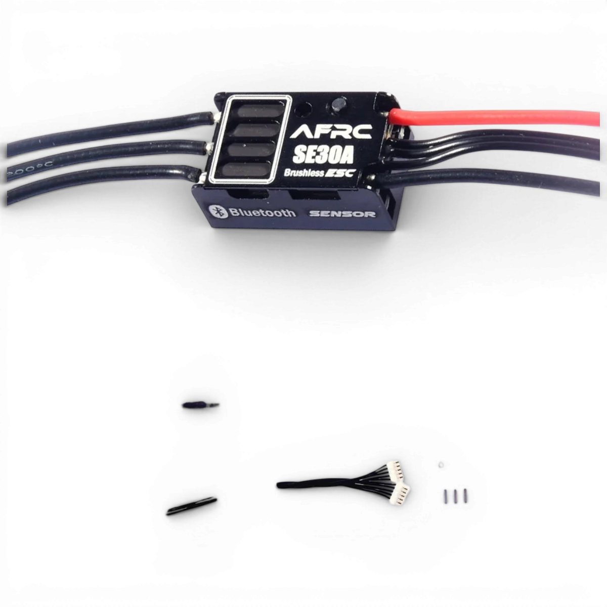 Variateur ESC 30A mini drift AFRC, électronique compact pour voiture RC, avec connecteurs et réglages précis.