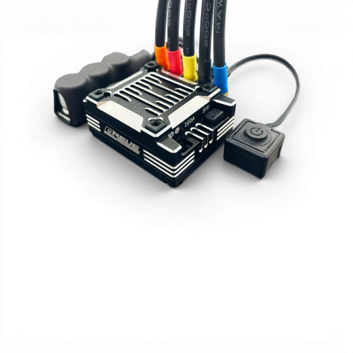 Variateur ESC "Breve" électronique de Team Reve D, vue de face, avec câbles et composants visibles.