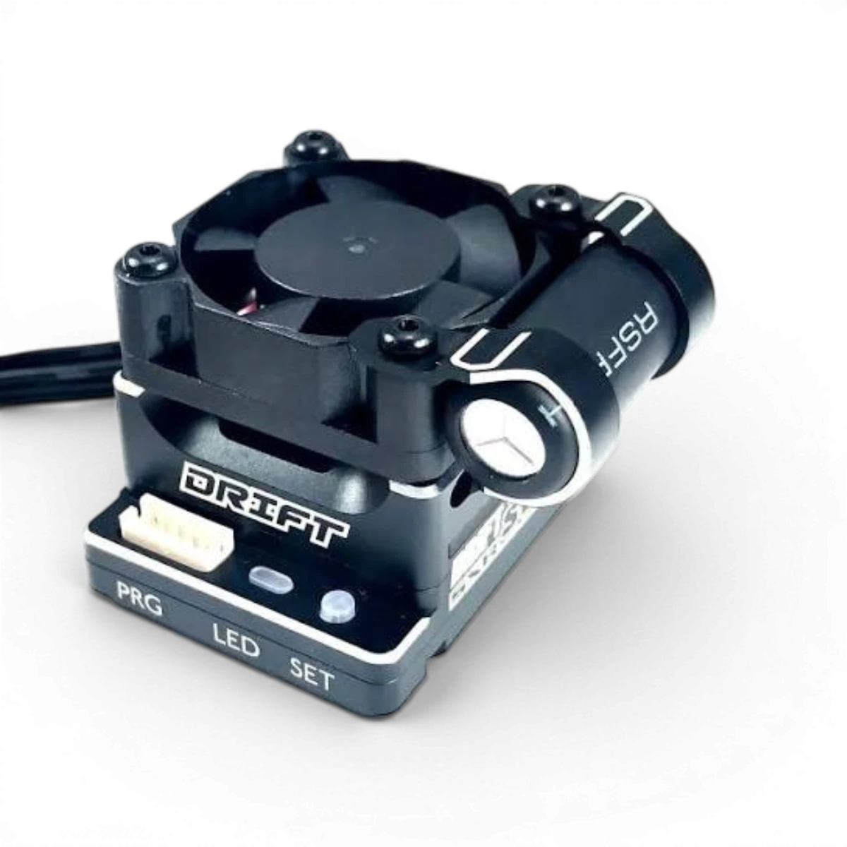Variateur électronique Sanwa SV-D2 Drift SXR pour voitures radiocommandées, vue de face avec câbles connectés.