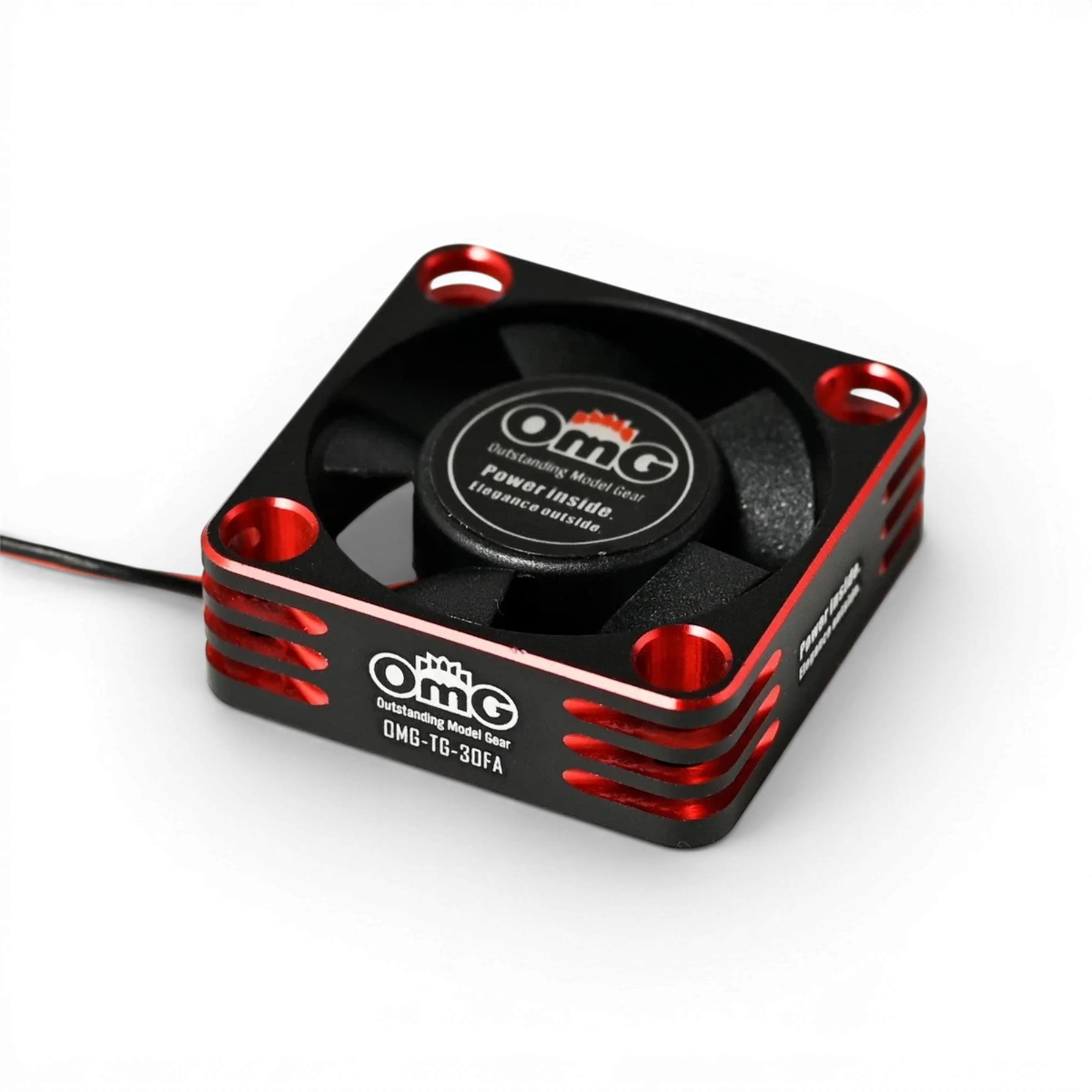 Ventilátor pro ESC 30mm v červené a černé barvě od značky OMG, ideální pro elektroniku a chlazení.