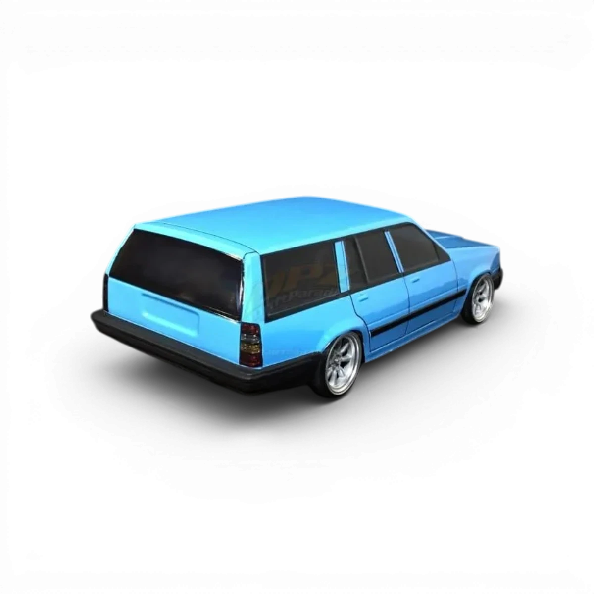 Carrosserie Volvo 745 de la marque Aplastics RC, modèle miniature pour voiture RC, vue de face et détails de la carrosserie.