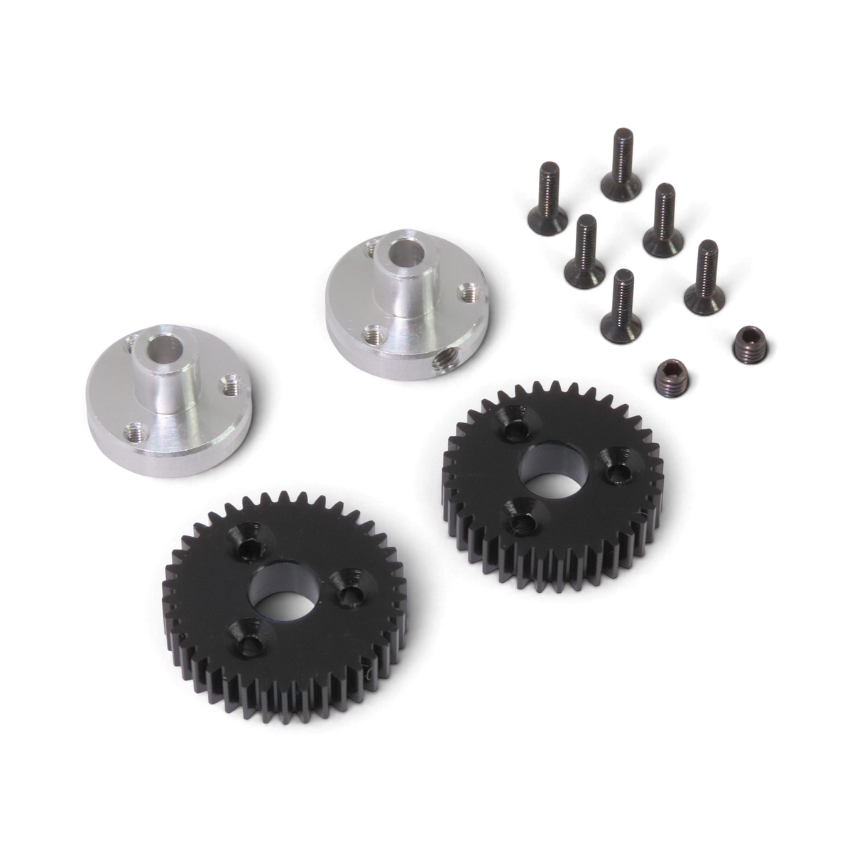 Engrenages POM 35T/38T avec supports en aluminium, kit mécanique Wrap-UP Next, composants pour montage précis.