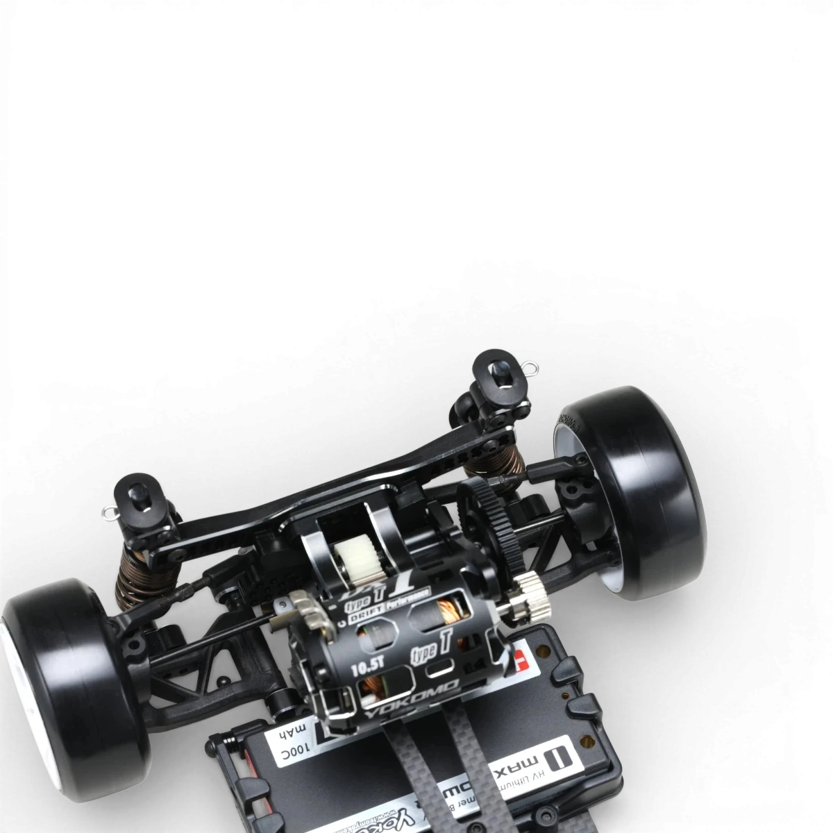 Châssis kit RC Drift Super Drift SD3.0 de Team Yokomo, vue détaillée du châssis pour voiture téléguidée.