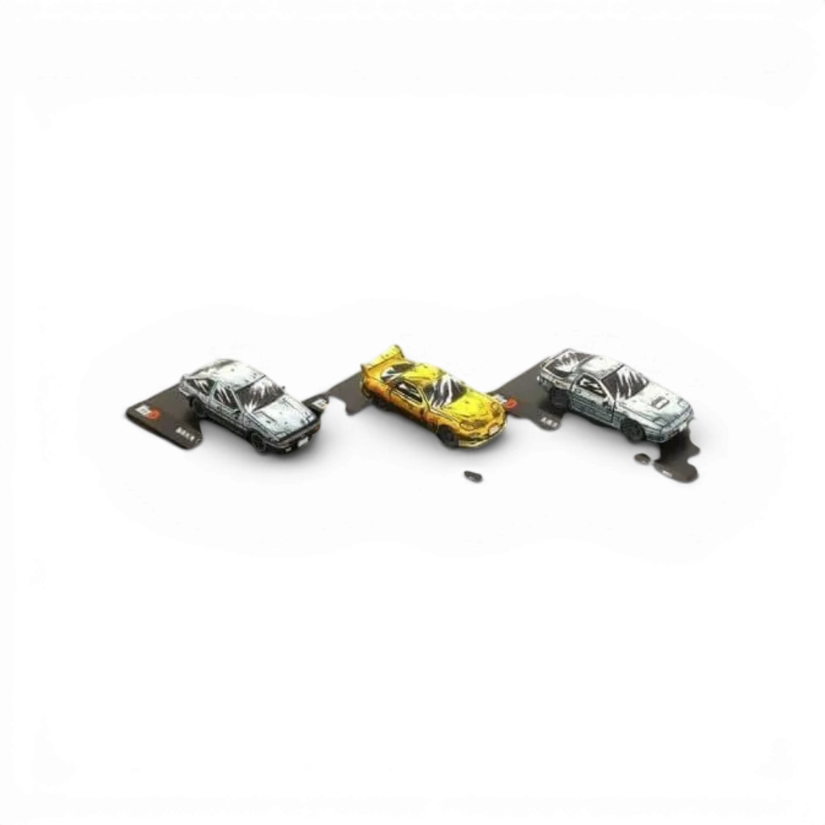 Set de 3 voitures Initial-D en édition Comic 1:64 par DriftParadiZ, avec voiture supplémentaire KS07117Y.