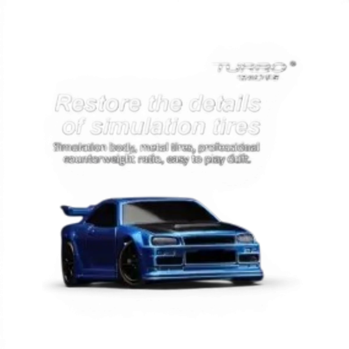 Voiture miniature Funtek 1/76ème Micro Drift bleue, modèle détaillé pour collection ou décoration.