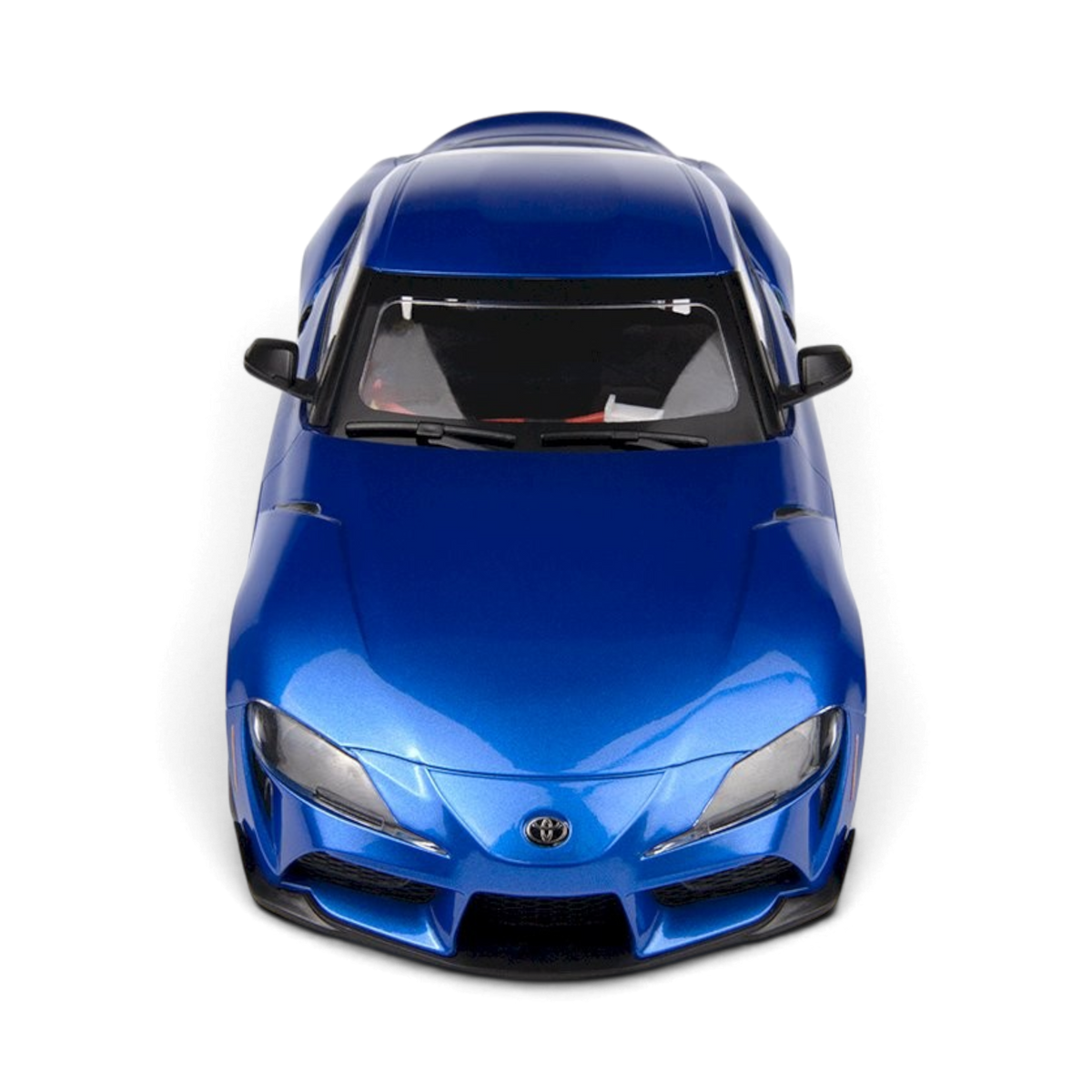 Voiture RC drift HPI Toyota GR Supra 2024 Metallic Dawn Blue, modèle réduit RTR, vue de côté.