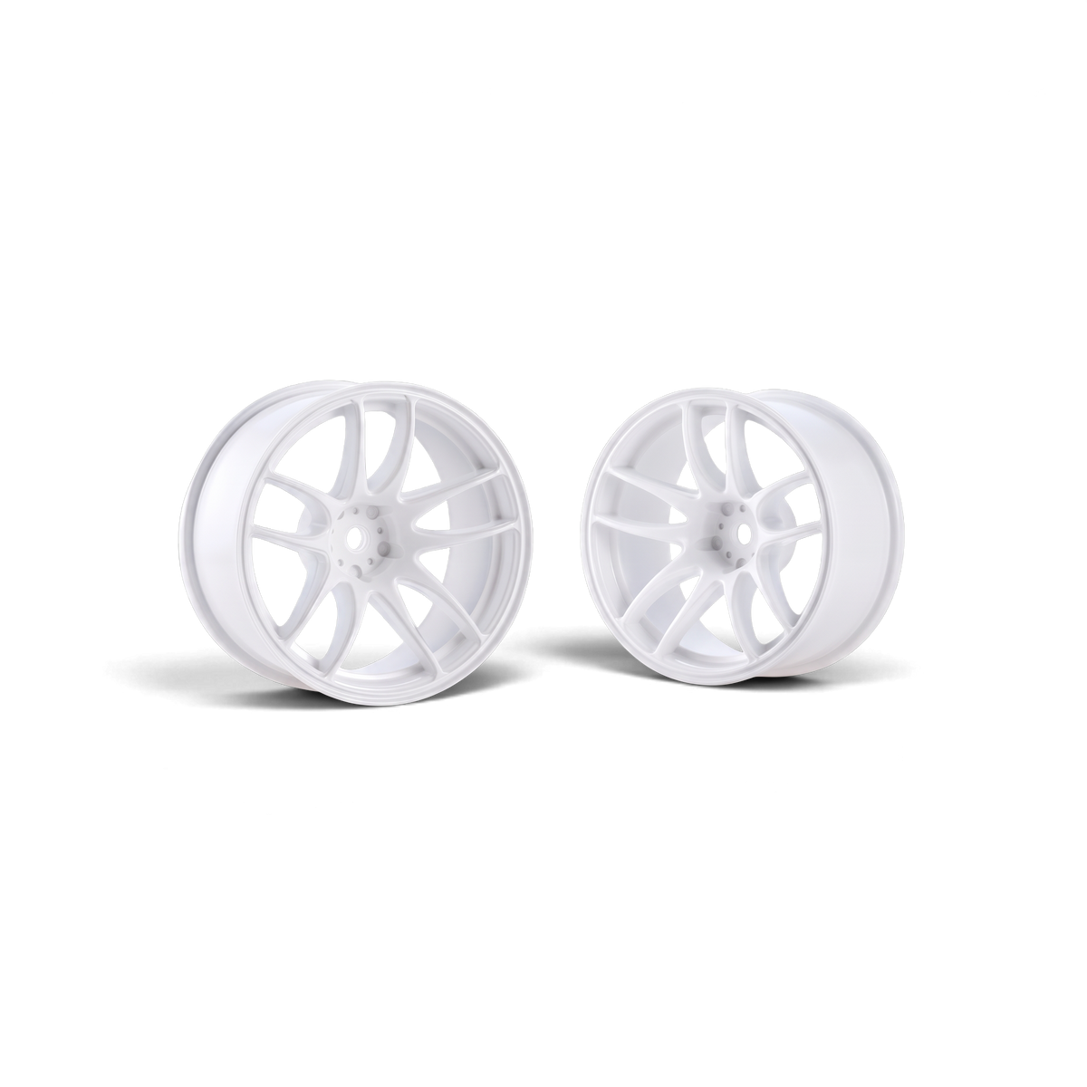 Roues WORK EMOTION CR Kiwami blanches avec décalage +7, marque Overdose, vue en gros plan sur le design des jantes.