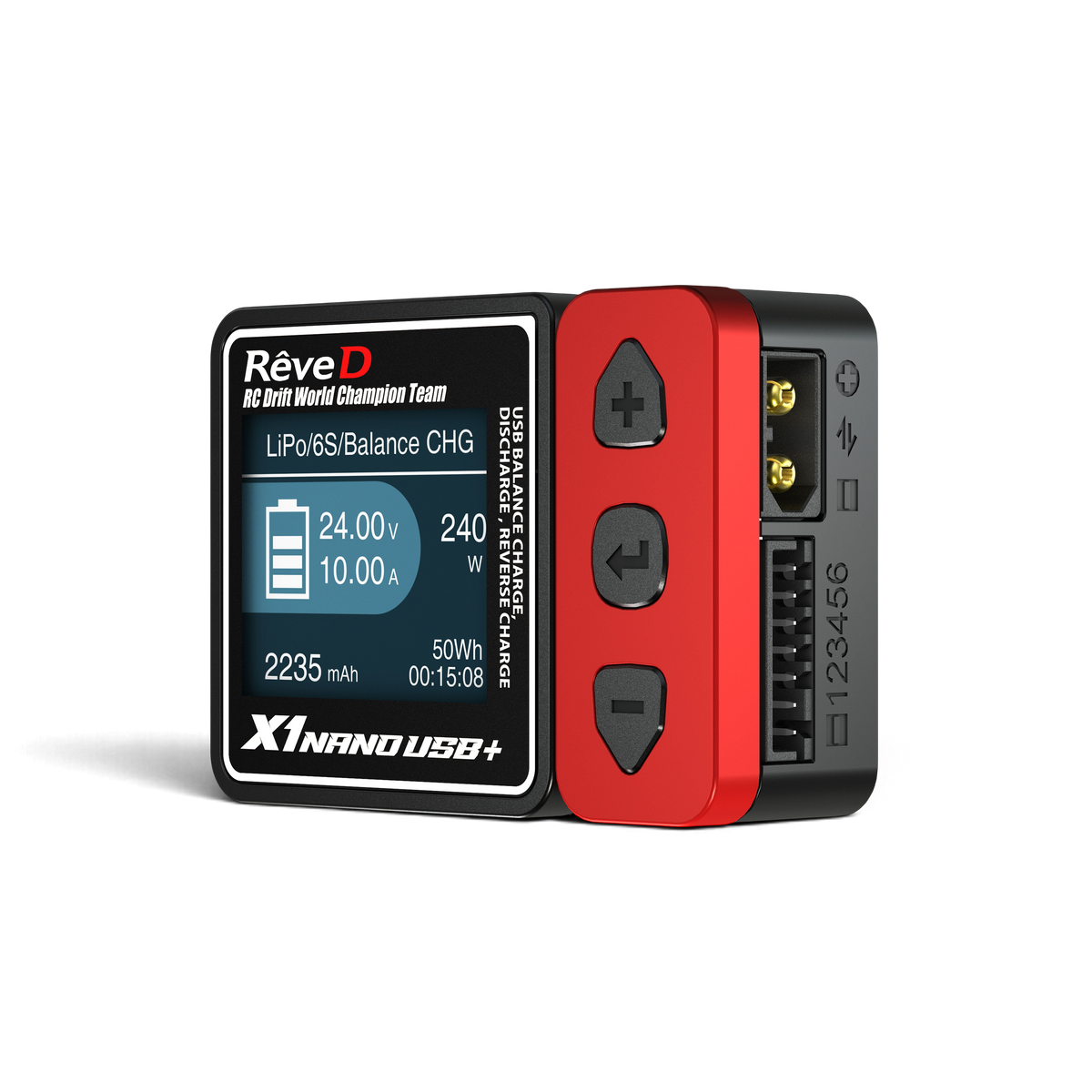 Chargeur USB Plus X1 NANO 240W de Team Reve D, électronique compact avec câble USB, puissance 240W, 10A.