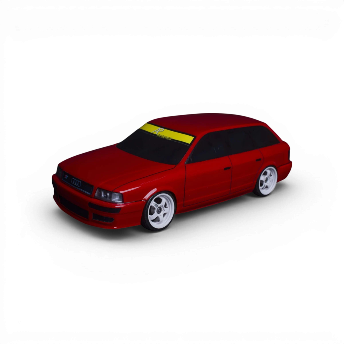Carrosserie Audi RS2 en plastique pour modèle RC de la marque Aplastics RC, détail précis et finition soignée.