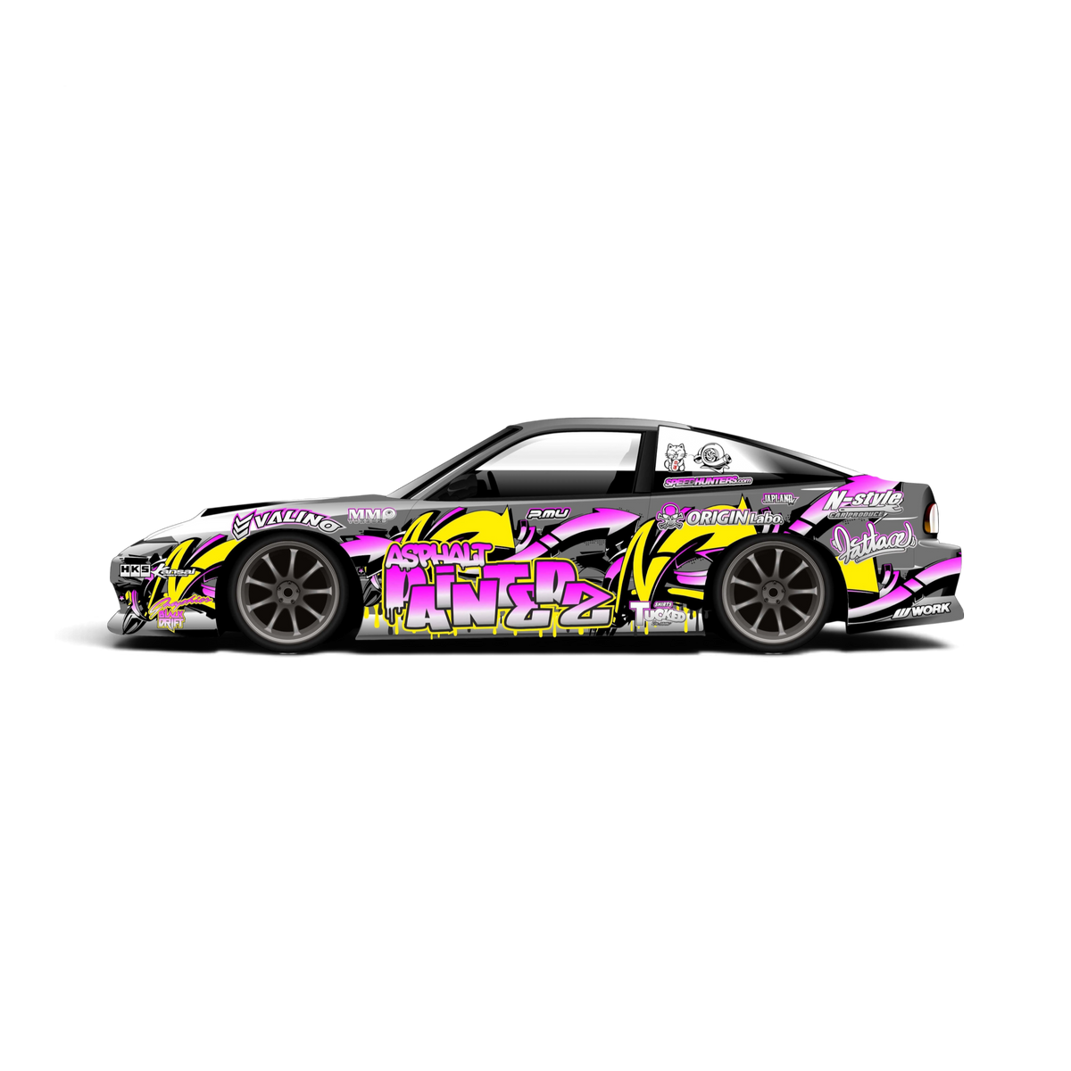 Autocollant de décoration complète Asphalt par Black Drift Stickers, design noir avec motifs de drift pour voiture ou surface.