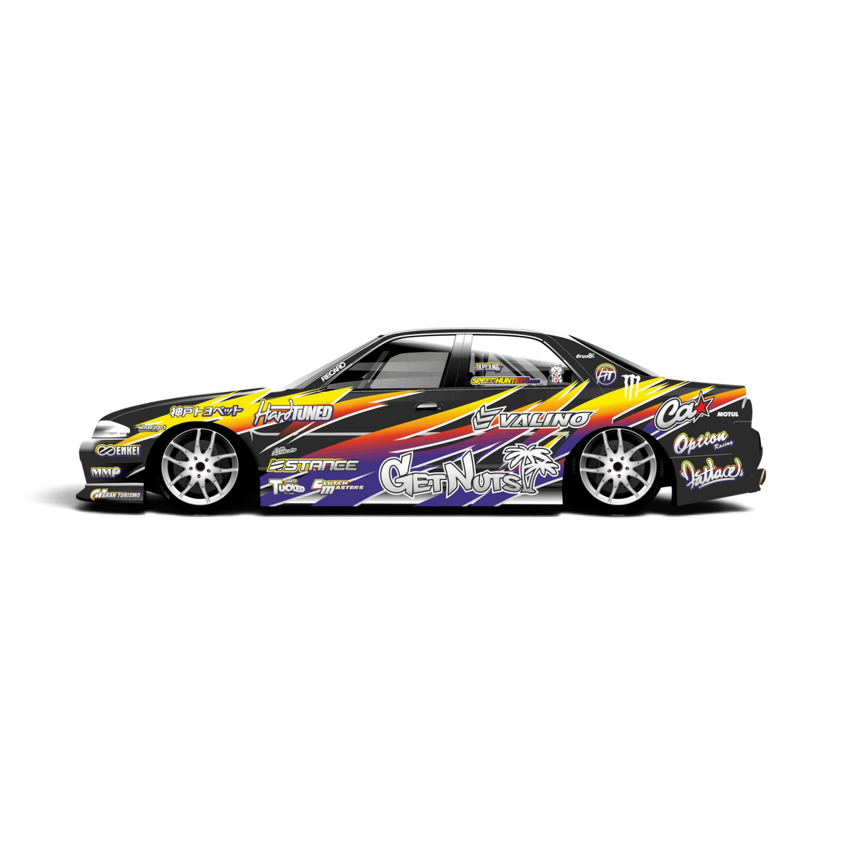 Autocollant de décoration complète Getnuts 2 de Black Drift Stickers, design noir pour personnalisation de voiture ou moto.