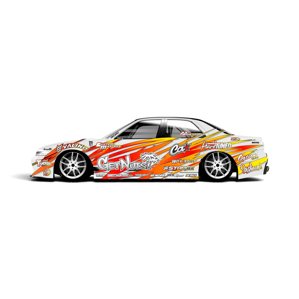 Autocollant de décoration complète Black Drift Stickers avec motif Getnuts, autocollant noir pour personnalisation de voiture.