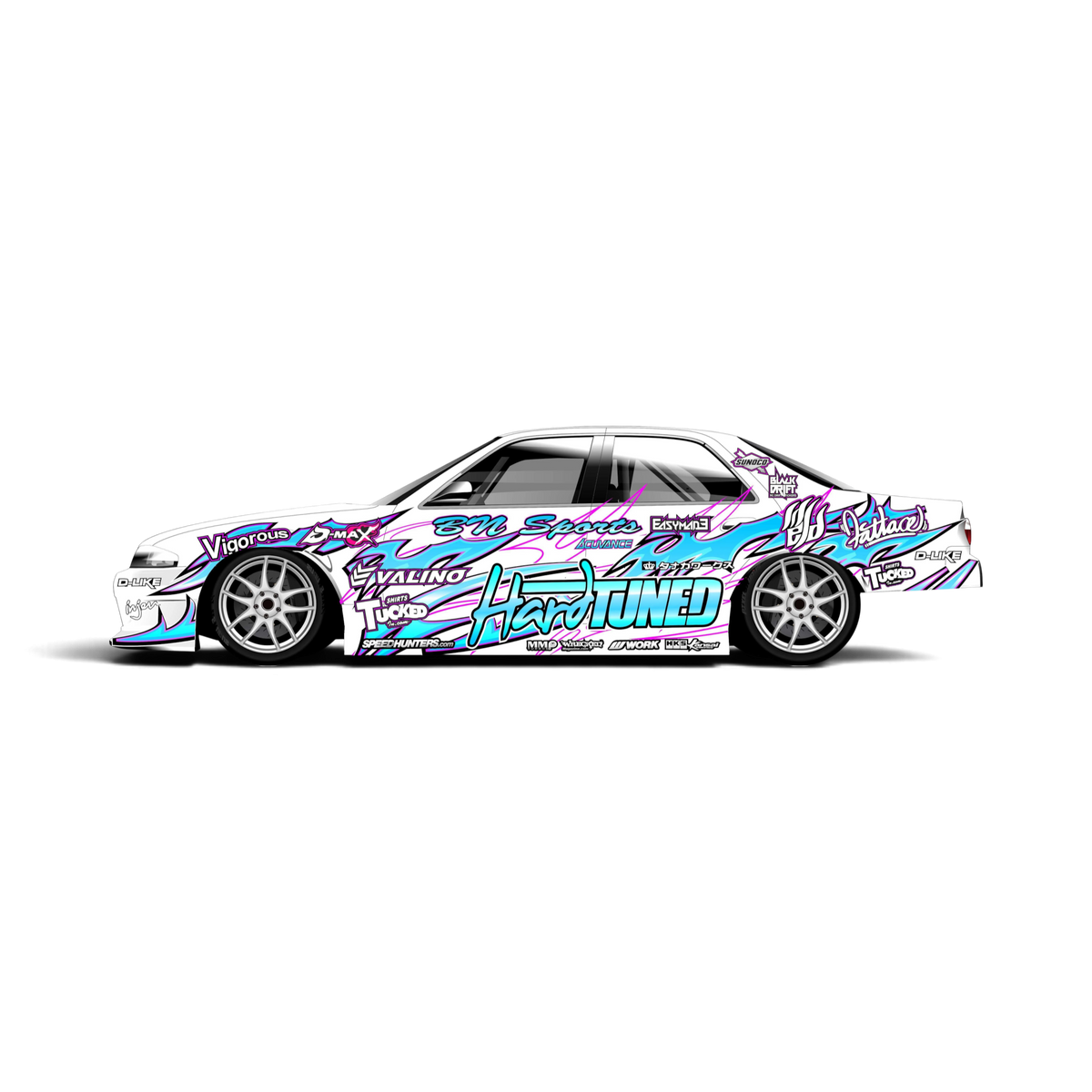 Autocollant décoration complète Hardtuned-V2 BlackDrift, adhésif noir pour personnalisation de véhicules.