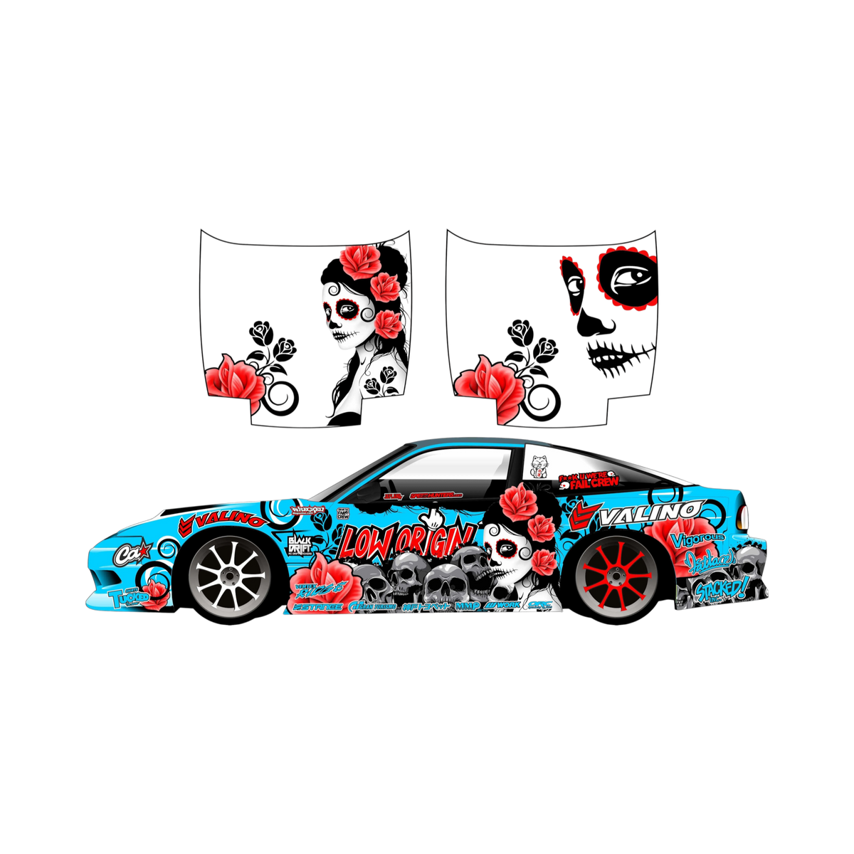 Autocollant de décoration complète Black Drift Stickers, motif Origin Mexican2, noir et coloré, pour personnaliser un véhicule.