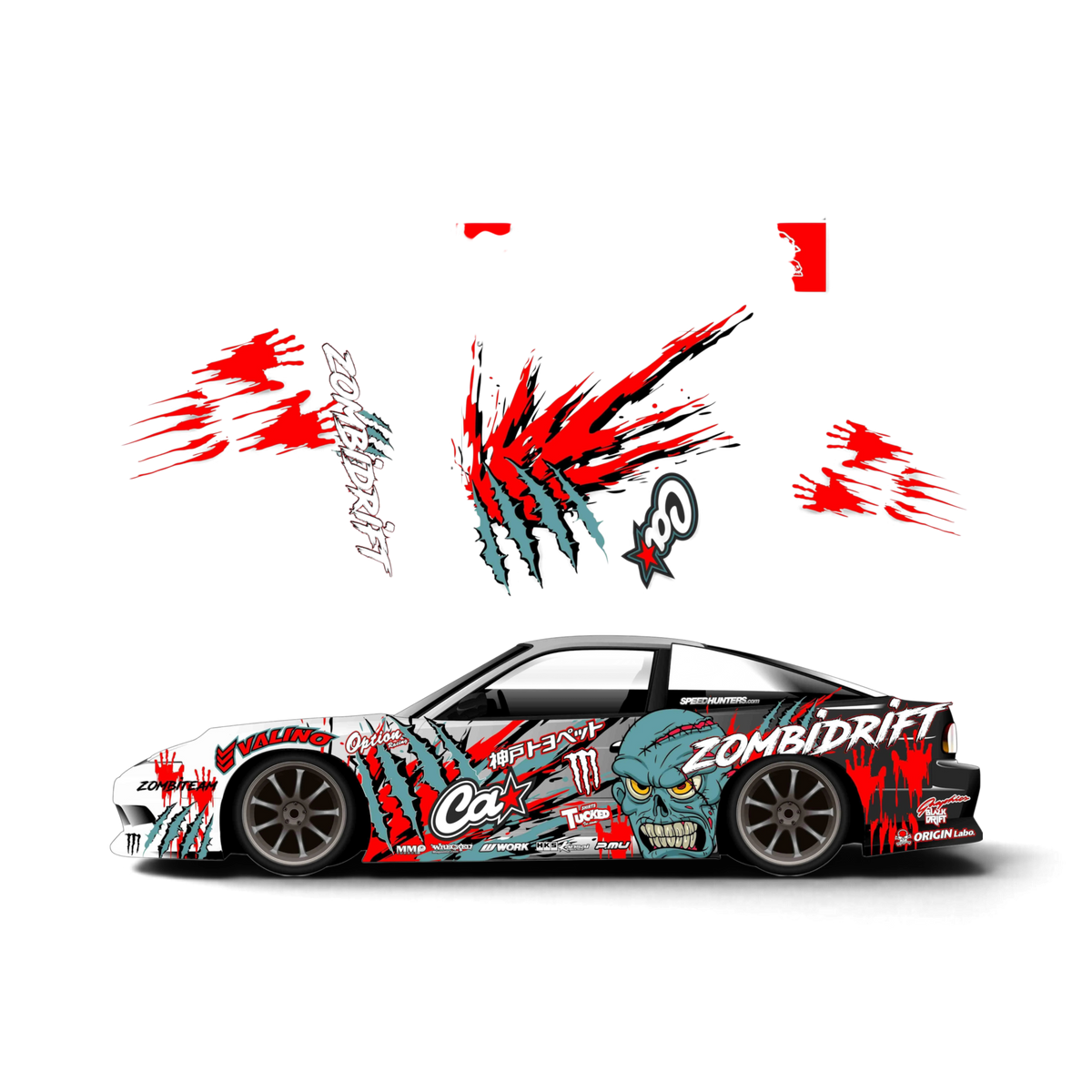 Autocollant de décoration complète Zombie Drift de Black Drift Stickers, design de zombie pour voiture ou moto.