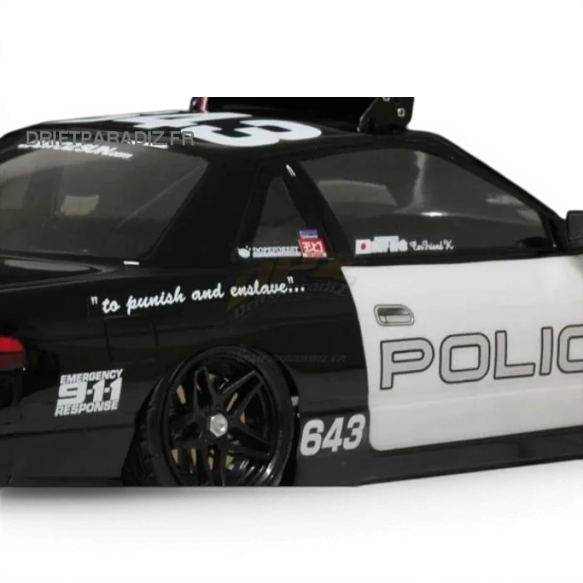 Autocollants police Pandora RC pour personnalisation de véhicules radiocommandés, design coloré et facile à appliquer.