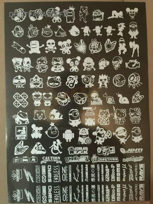 Černé sponzorské samolepky na auto, kolekce Black Drift Stickers, design sponzorů pro personalizaci vozidla.