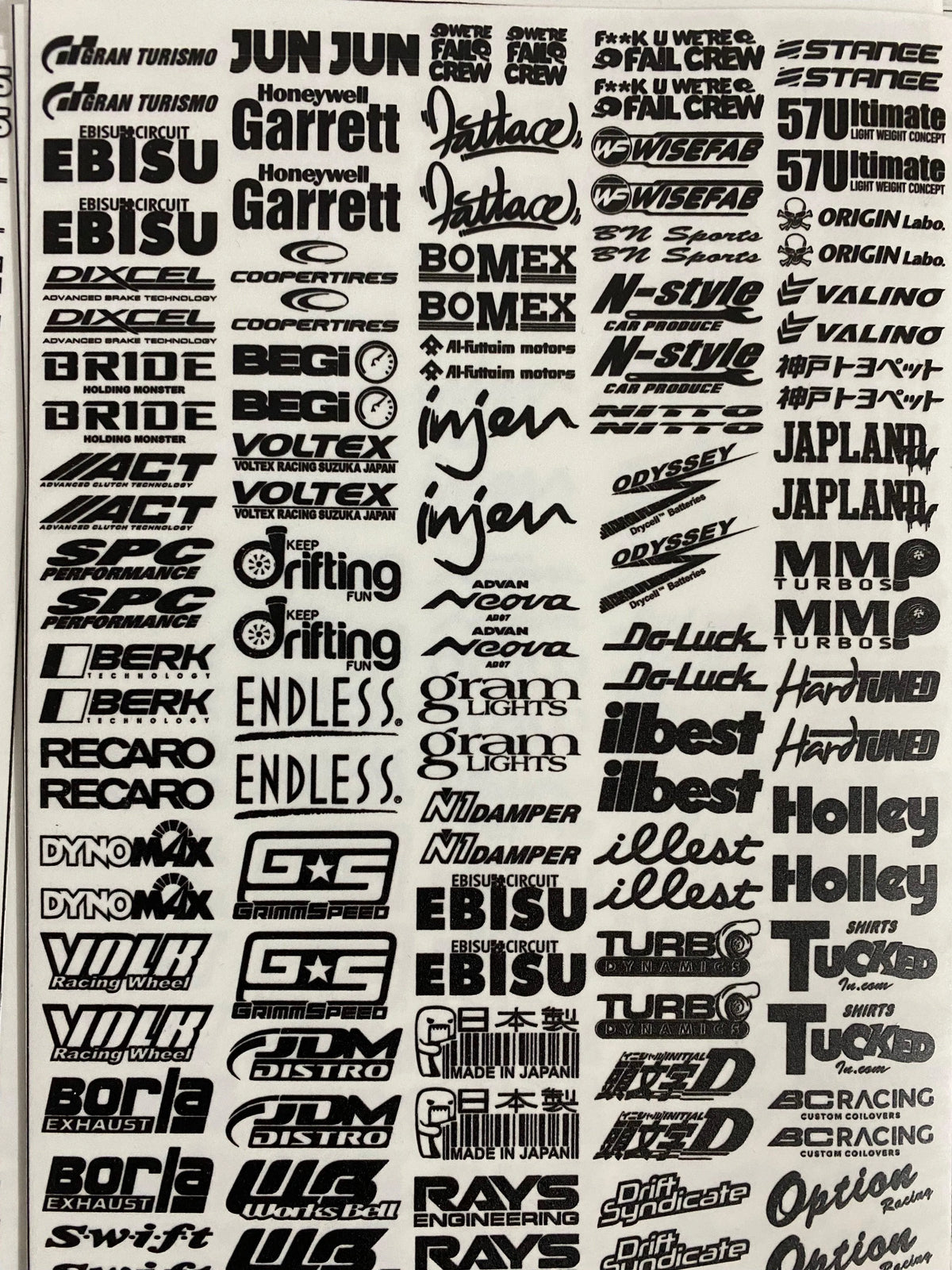 Autocollants sponsors petits de la marque Black Drift, collection small, en noir, visibles sur un fond clair.